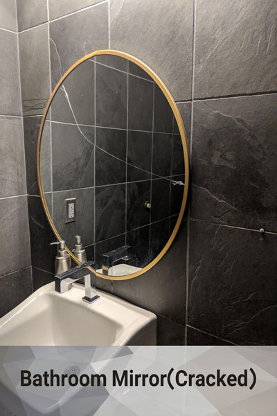 Bathroom cracked mirror